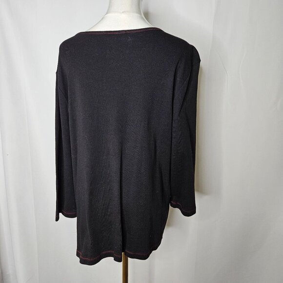 Blue Canyon 2X Paisley Embellished Rhinestone Y2K Black Goth Top - Picture 4 of 9